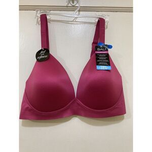 Bali Cool Comfort Fabric Bra XL Red Wireless‎ Soft Smoothing Flex Fit Adjustable